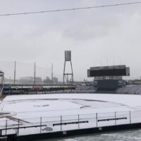 雪のマツダスタジアム